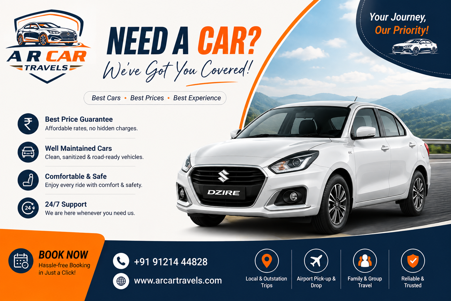 Dzire car rental in Vijayawada
