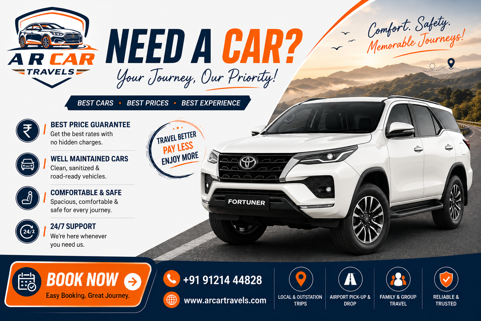 Fortuner car rental in Vijayawada