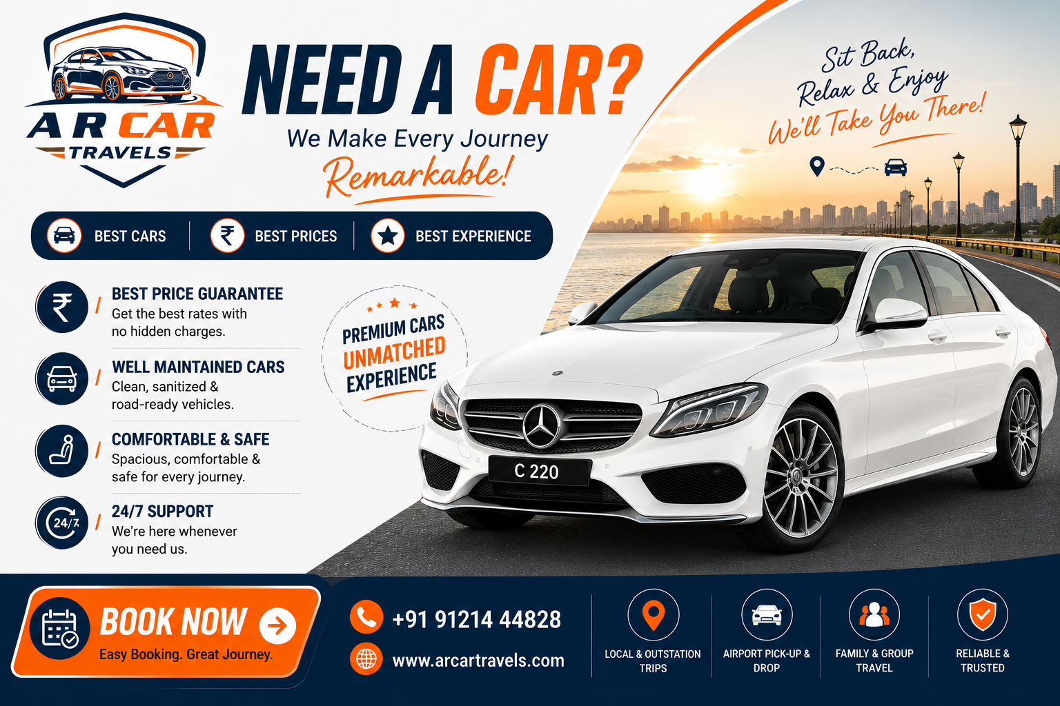 Benz C '220' car rental in Vijayawada
