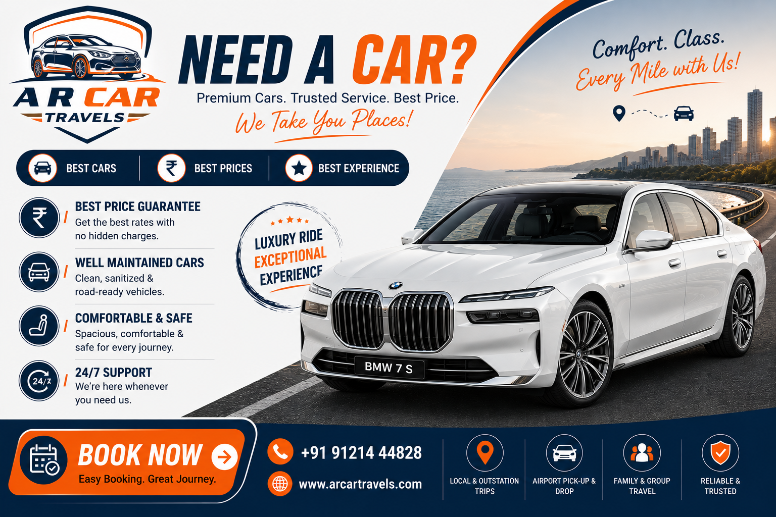 BMW 7 'S' car rental in Vijayawada