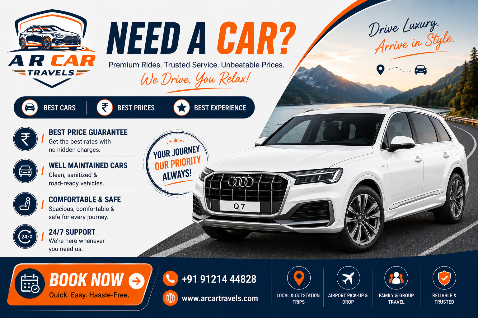 Audi Q7 car rental in Vijayawada